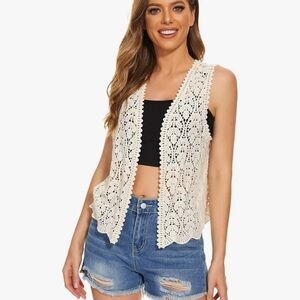 Cream Crochet Vest